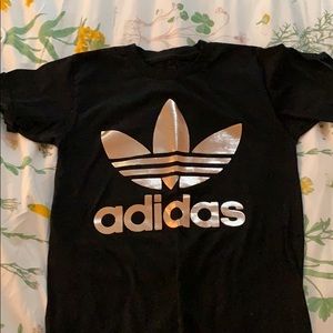 Adidas Black Metallic Trefoil T-Shirt